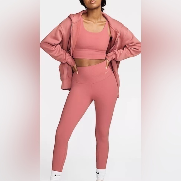 Nike Pants - New Nike Zenvy Rib Gentle-Support, High-Waisted Leggings Rose/Pink